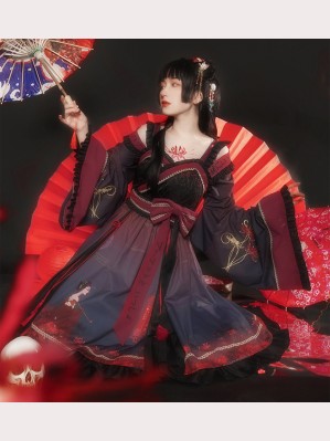 Silent Moon Wa Lolita Style Dress JSK & Haori Set by Withpuji (WJ08)